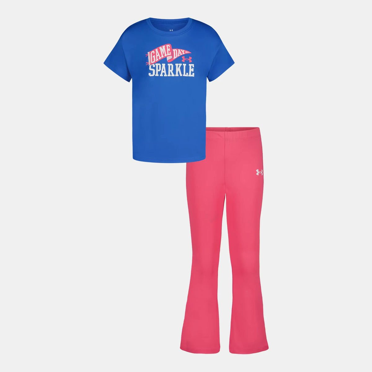 UA Glitter Logo & Side-Stripe Infant Girls' Short Sleeve & Yoga Pants Set